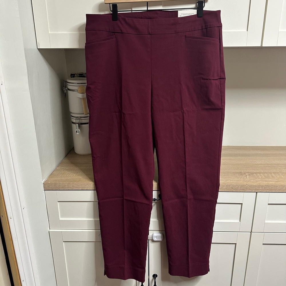 Chico's 2.5R Brigitte Slim Ankle Pants Womens 14R Deep Chianti So Slimming 360